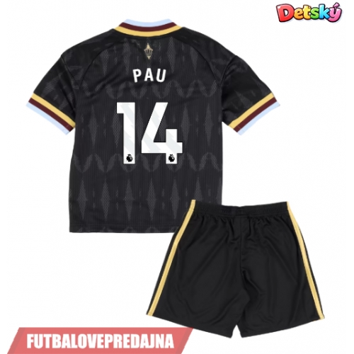 Lacne Dětský Futbalové dres Aston Villa Pau Torres #14 2026-27 Krátky Rukáv - Preč (+ trenírky)